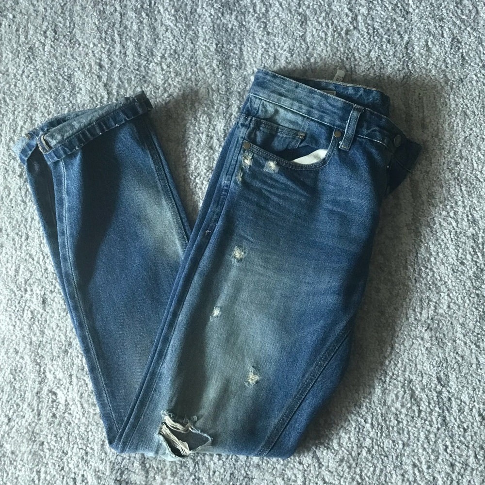 Zara Distressed Denim Jeans With Rips